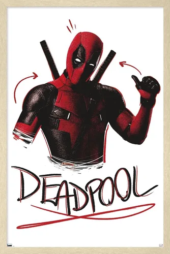 Vista 7 de Trends International Marvel Deadpool Legacy - Póster de pared con pulgares arriba, 14.72 x 22.37 pulgadas, versión enmarcada de madera de granero