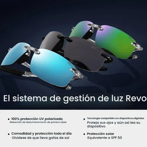 Vista 9 de Revo Gafas de sol Crawler: lente polarizada con marco de envoltura rectangular de rendimiento