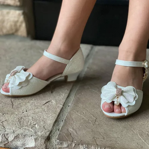Vista 5 de Osinnme - Sandalias de boda para niña pequeña y grande