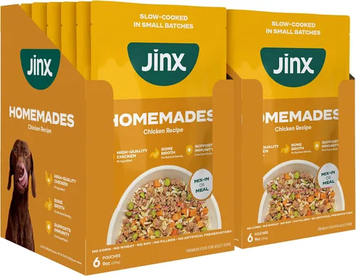 Vista 18 de Jinx Comida Húmeda para Perros Sin Granos de Res y Pollo, Comida o Mezcla en Complementos para Comida Seca, Hecha con Pollo Real, Caldo de Hueso