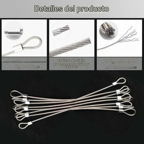 Vista 3 de Cable de acero inoxidable con bucles, cuerda de alambre recubierta de vinilo para cadenas de seguridad para puertas al aire libre, iluminación