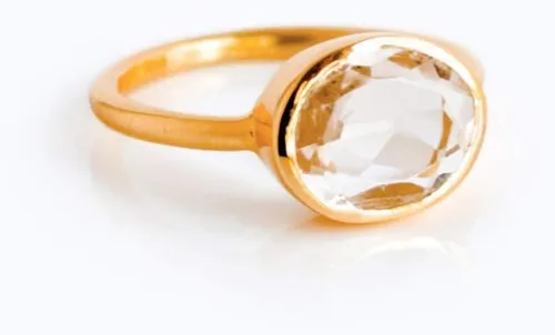Vista 53 de Oval Birthstone Ring Bezel Set in Vermeil Gold, Sterling Silver, or Rose Gold, Stacking Birthstone Ring [rOMB]