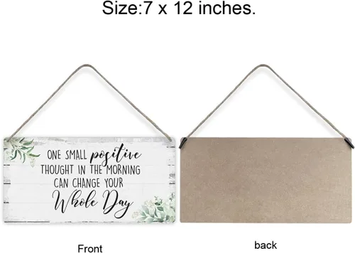 Vista 2 de MIGUMUTU Letreros de madera con texto en inglés «One Small Positive Thought in the Morning Can Change Your Whole Day Sichings»
