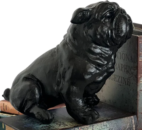 Vista 9 de Bellaa 23073 - Estatua de bulldog vintage, rústica, envejecida, mascota, estatuilla de popa, escultura de antigüedades, animales de granja, jardín