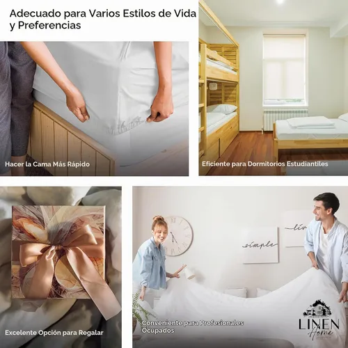 Vista 6 de [Usado] Linen Home Juego de sábanas bajeras de 100 % algodón percal, tamaño Queen, color turco pastel, bolsillo profundo, 3 piezas, 1 sábana bajera