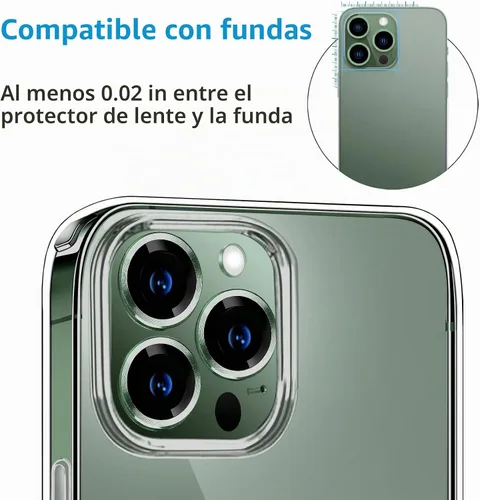 Vista 3 de Compatible con iPhone 13 Pro para iPhone 13 Pro Max, protector de lente de cámara antiarañazos, vidrio templado 9H, protector de cámara de metal a