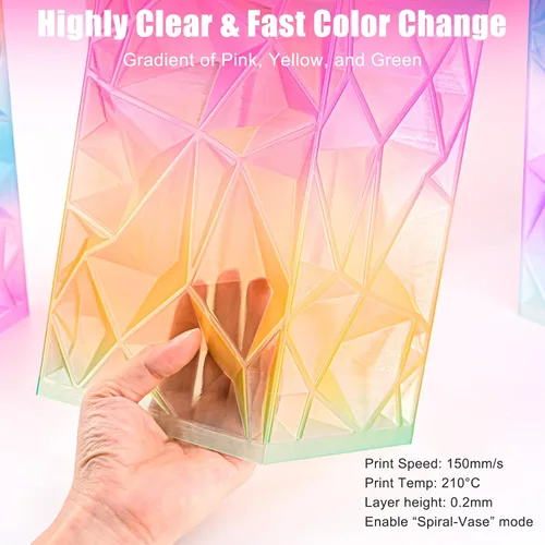 Vista 6 de OVV3D - Filamento PLA para impresora 3D de 8.82 oz x 4 bobinas, PLA Transparente Pla Multicolor