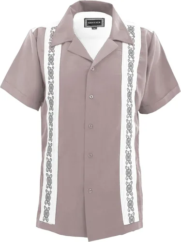 Vista 18 de Guytalk Camisa de manga corta de dos tonos de Guayabera cubana para hombre