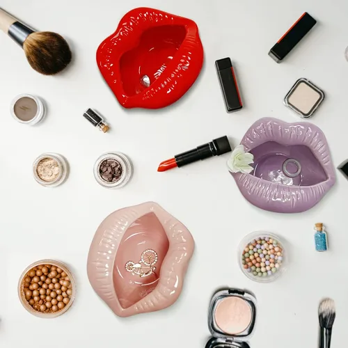 Vista 5 de Queenbox Ceniceros de cigarrillos de cerámica creativos con estilo de labios decoraciones caseras de moda