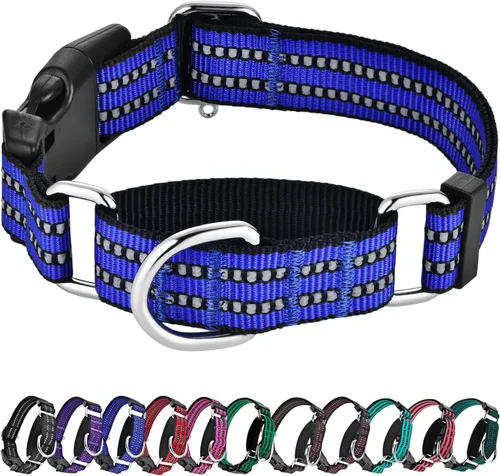 Vista 22 de Hikiko Martingale - Collar reflectante de nailon para perro con hebilla de liberación rápida, ajustable, collar de entrenamiento antideslizante