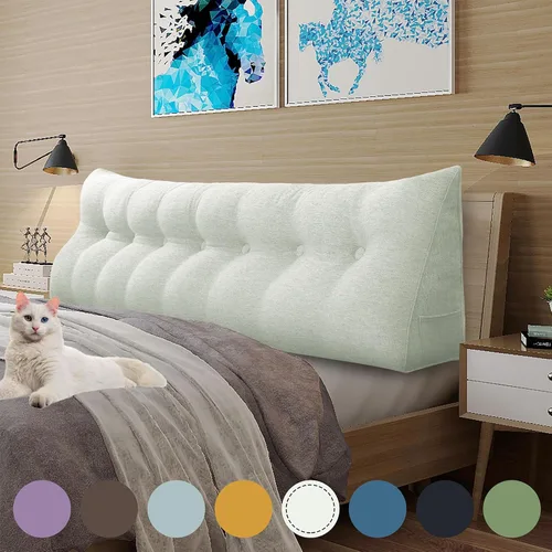 Vista 35 de Almohada de cuña acolchada de 8 libras para cabecero, posicionador corporal en forma de triángulo, almohada de lectura para la cama, almohada