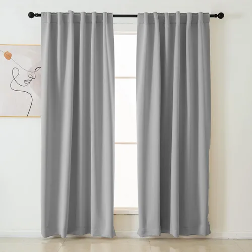 Vista 4 de Pickluc Cortinas opacas de 63 pulgadas de largo, 2 paneles de cortinas opacas para dormitorio o sala de estar, pestaña trasera y bolsillo para Negro