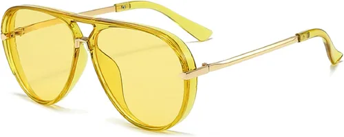 Vista 14 de Gafas de sol de gran tamaño de piloto para mujer, marco grande, gafas de sol de moda con marco de metal, sombras ovaladas Verde