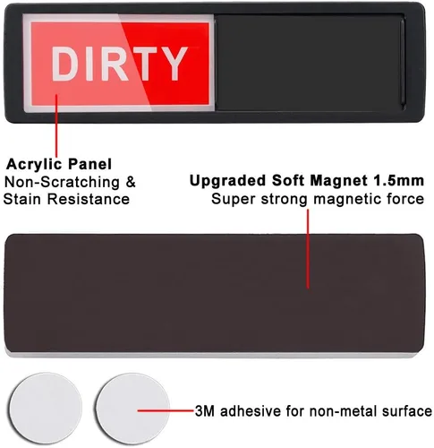 Vista 4 de Clean Dirty - Letrero magnético para lavavajillas mejorado súper fuerte, indicador magnético antiarañazos con respaldo autoadhesivo para todos