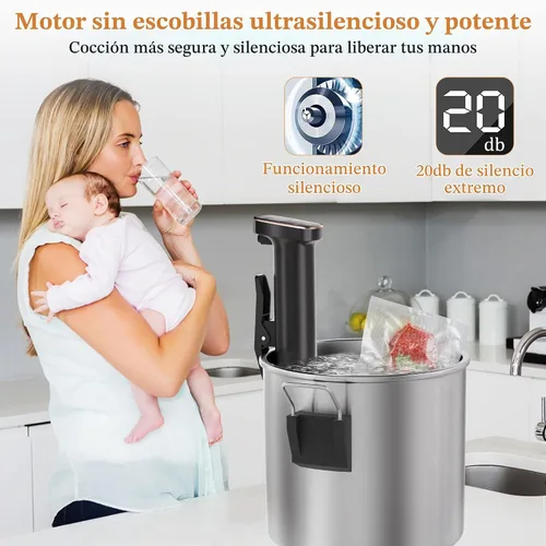 Vista 3 de Cocina Sous Vide, Máquina Sous Vide de 1100 W, Circulador de Inmersión Cocinador de Precisión con Control Táctil, Temperatura Precisa