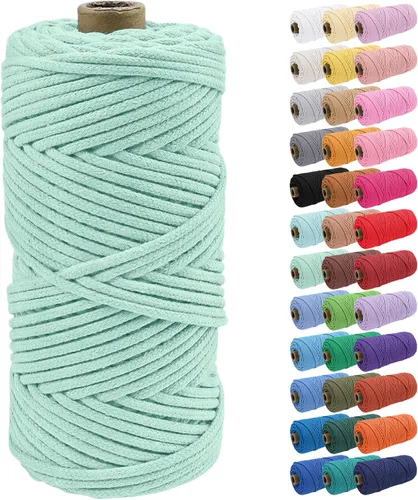 Vista 43 de JeogYong Cuerda de macramé de 0.157 in x 109 yardas, cuerda trenzada de algodón natural, cuerda de macramé para bolsas de ganchillo, colgar