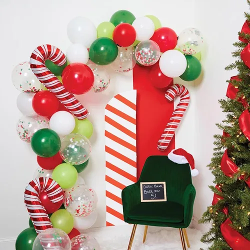 Vista 2 de Slant Collections - Kit de arco de guirnalda de globos con temática de bastón de caramelo, arco de 16 pies, más de 60 piezas