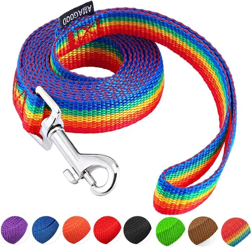 Vista 60 de AMAGOOD 6 pies de correas para cachorros/perros, correa de estilo tradicional resistente con gancho de cuello fácil de usar, correa para perros Negro