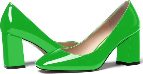 Vista 6 de WAYDERNS Zapatos de tacón alto con puntera cuadrada sólida para mujer, de 3 pulgadas