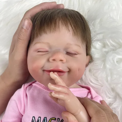 Vista 9 de Muñecas Reborn Baby Girl, 18 pulgadas realistas recién nacidas muñecas durmiendo con vinilo de silicona suave de cuerpo completo, muñecas de bebé