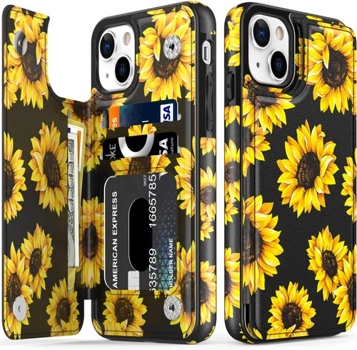 Vista 117 de LETO para iPhone 15 Pro Funda tipo cartera - Tapa tipo folio con patada - Diseños de moda - Tarjetero - Funda protectora para mujeres y niñas - 6.1