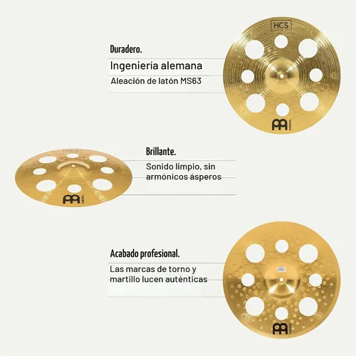 Vista 5 de Meinl Cymbals HCS141620+10 HCS Pack juego de platillos con hi hat de 14", crash de 16", ride de 20", más un splash de 10" gratis (VIDEO)