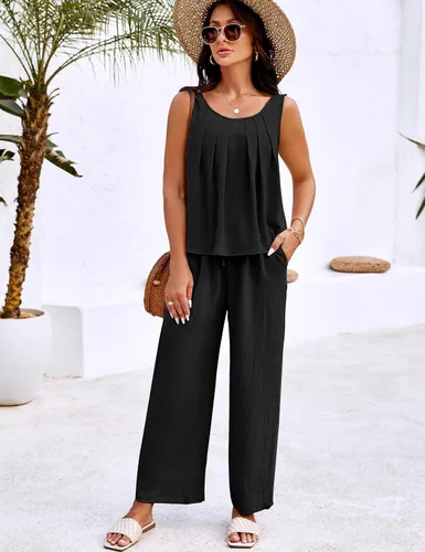 Vista 2 de Blooming Jelly Conjuntos de dos piezas para mujer, trajes de lino a juego, trajes elegantes con pantalones