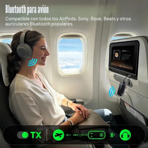 Vista 4 de Receptor transmisor Bluetooth 6.0 actualizado 2026 Pro - Adaptador 2 en 1 Negro