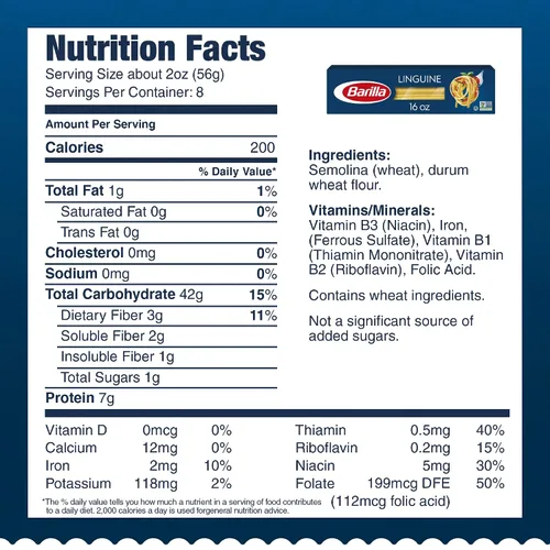 Vista 2 de Barilla Linguine Pasta, caja de 16 onzas, pasta sin OMG hecha con sémola de trigo duro, pasta certificada Kosher
