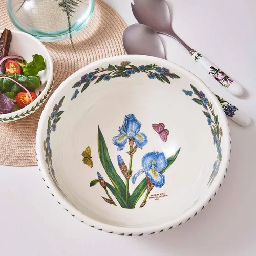 Vista 2 de Portmeirion Botanic Garden Ensaladera Cuenco para servir de 9 pulgadas con varios motivos Fabricado en Inglaterra con cerámica fina Apto
