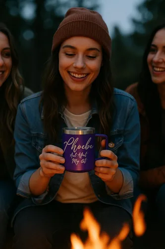 Vista 3 de Taza personalizada con recubrimiento en polvo de 15 oz con tapa personalizada grabada (negro)