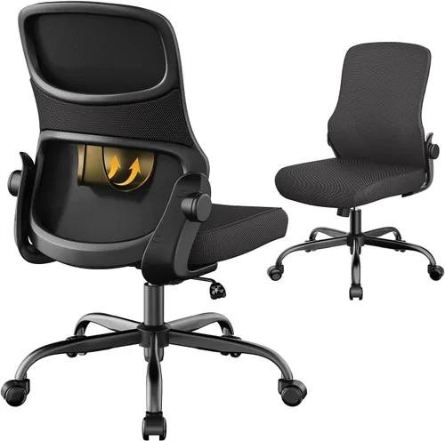 Vista 10 de Silla de dibujo sin brazos, silla de oficina alta con anillo ajustable para el pie y soporte lumbar, silla de escritorio alta de malla ergonómica