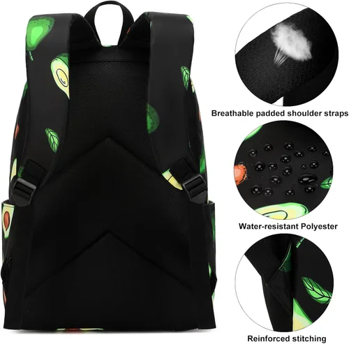 Vista 5 de Mochila infantil para niñas, adolescentes, bolsas escolares con bolsa de almuerzo, estuche para lápices
