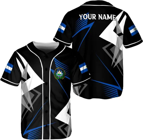 Vista 12 de Personalizado El Salvador Camiseta De Béisbol, Camisa Personalizada Hombres Orgullosos Camisetas De La Bandera De El Salvador, Camisas Del Salvador