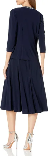 Vista 2 de Alex Evenings Vestido tipo chaqueta de 2 piezas para mujer con ribete de lentejuelas