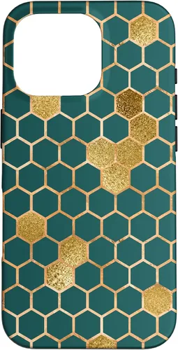 Vista 20 de Bees Honeycomb Pattern Print Honey Hexagon Bees Hive - Green Case for iPhone 17