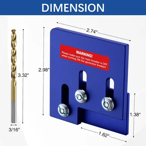 Vista 6 de LATING Generador de enclavamiento para Square D QO o Homeline 150 o 200 A mp paneles con 1 3/8 pulgadas de espaciado, azul