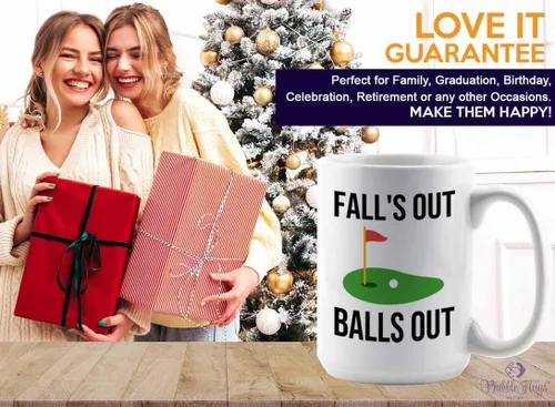 Vista 6 de Taza de café de golf de 15 onzas, color blanco, Fll's Out Ball's Out, campo de golf, juego de Birdie Putt, club de golf, carrito de juego Outoor