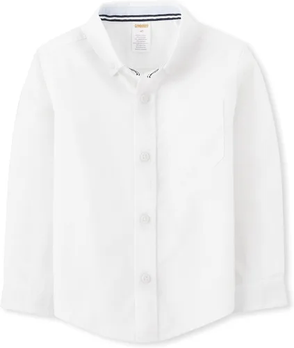 Vista 4 de Gymboree Camisa de manga larga con botones para niños y niños pequeños Rojo