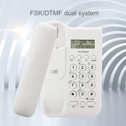 Vista 2 de Teléfono con cable con pantalla de identificación de llamadas, teléfono de escritorio con cable para el hogar, teléfono de escritorio con cable