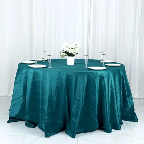 Vista 38 de Tableclothsfactory Mantel rectangular de tafetán arrugado de acordeón azul polvoriento, de 60 x 102 pulgadas, perfecto para ceremonias de boda