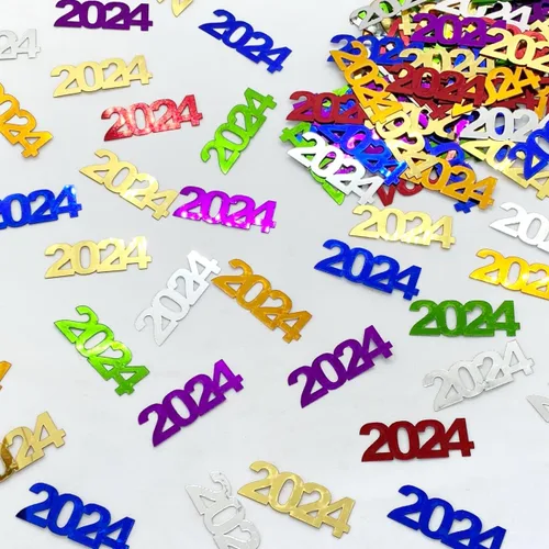 Vista 10 de Confeti Año 2024 Negro - Paquete al por menor #7630 QS0
