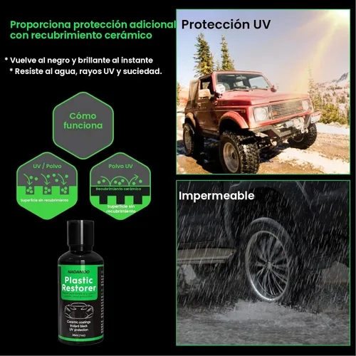 Vista 4 de NADAMOO Restaurador de plástico para automóviles – Back to Black Ceramic Trim Restorer – Kit de bricolaje automotriz para plástico exterior e