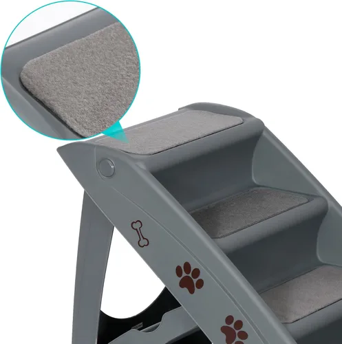 Vista 7 de ZENY Escaleras plegables para perros, peldaños portátiles para interiores/exteriores para cama, sofá y automóvil, escaleras para mascotas