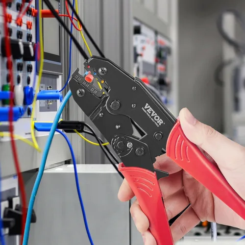 Vista 8 de VEVOR Herramienta de prensado para conectores eléctricos aislados AWG22-10 Engarzadora de terminales de nailon y termorretráctil, alicates