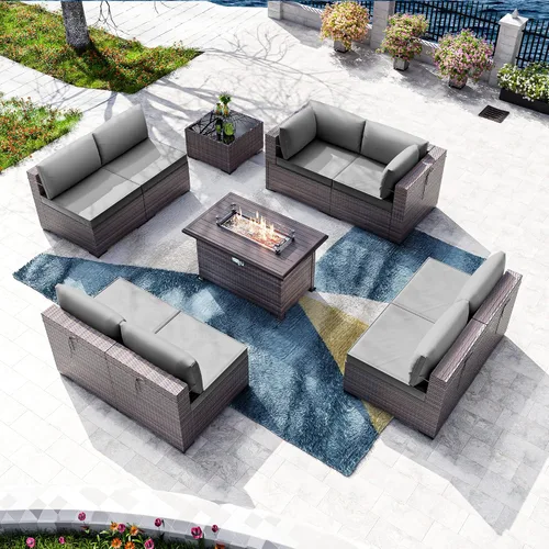 Vista 71 de Kullavik - Juego de muebles para exterior de 6 piezas con sofá modular de ratán de polietileno, color negro