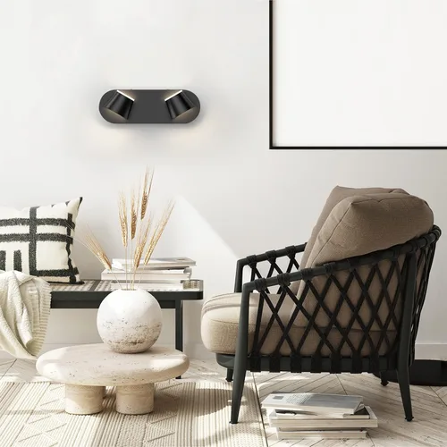 Vista 5 de URSOLA Luz de Tocador de Baño de 2 Luces, Accesorios de Iluminación de Pared LED Negros, Orientables Arriba y Abajo, Regulables, Accesorios