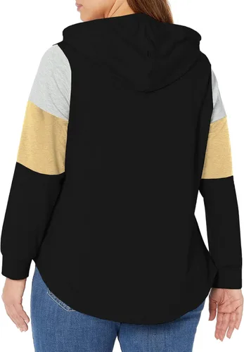Vista 3 de DOLNINE Sudaderas con capucha de talla grande para mujer, sudaderas de manga larga con bloques