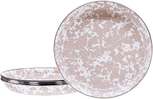 Vista 10 de Golden Rabbit Juego de 4 platos esmaltados para pasta, 10 pulgadas, remolino negro