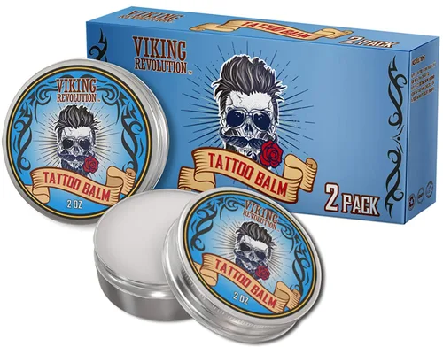 Vista 8 de Viking Revolution Bálsamo para el cuidado del tatuaje para antes, durante y después del tatuaje, crema hidratante natural para el cuidado posterior